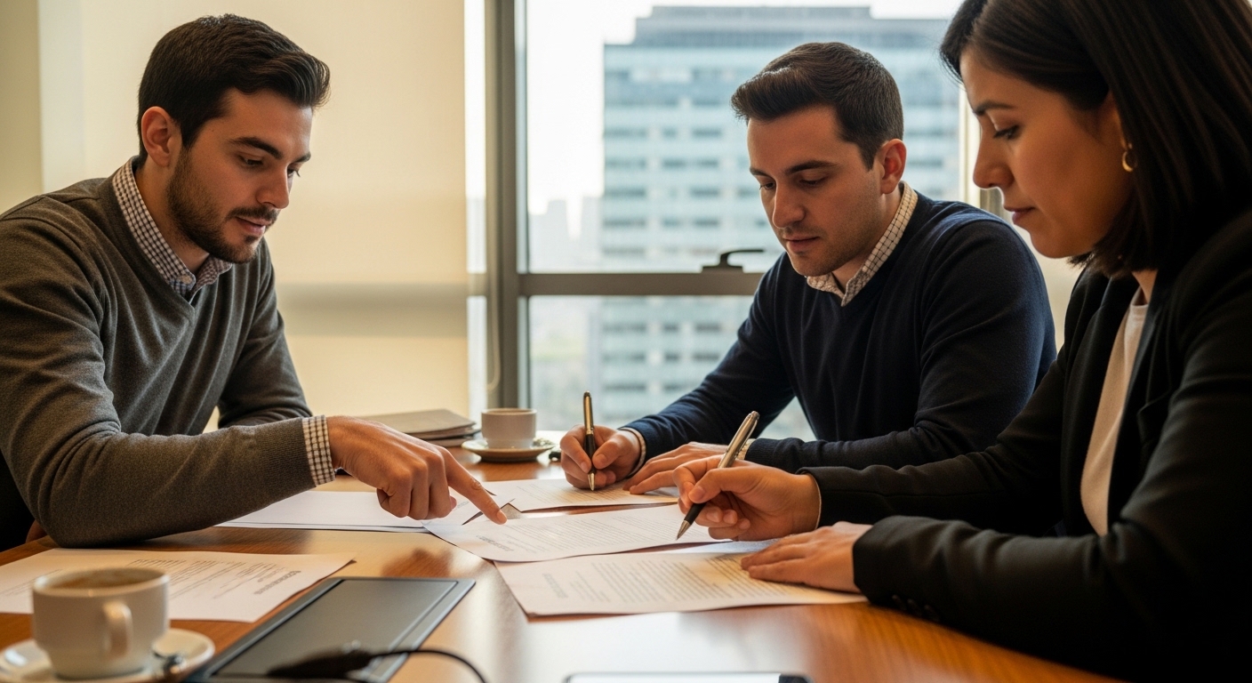 Firma de contrato con cláusulas de asesoría en marketing digital