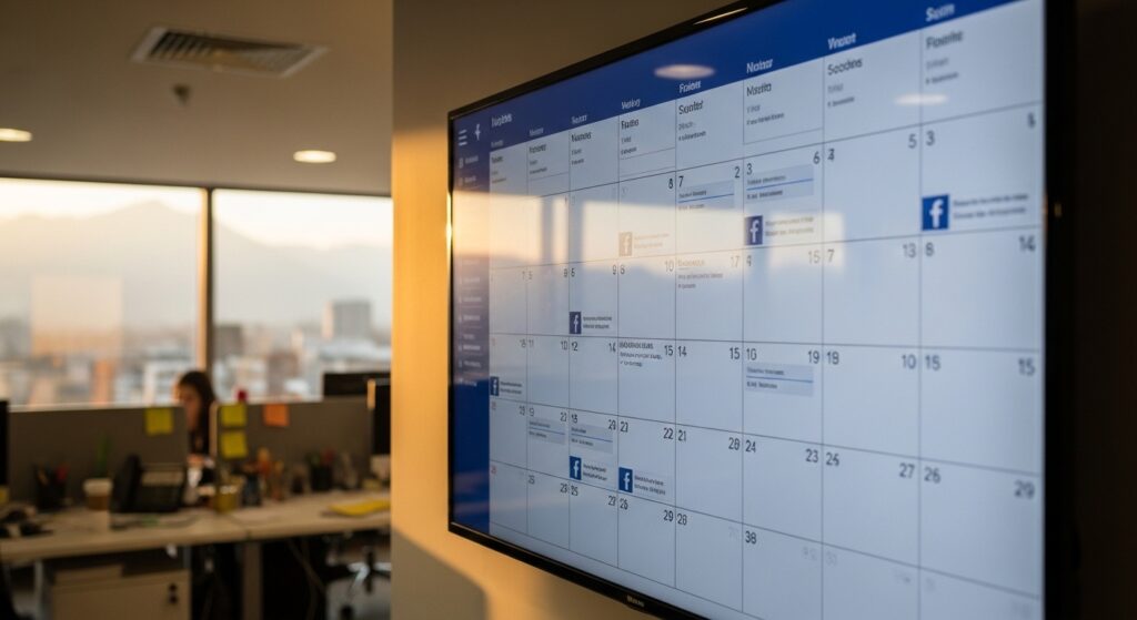 Calendario de publicaciones mostrando como programar una publicacion en Facebook