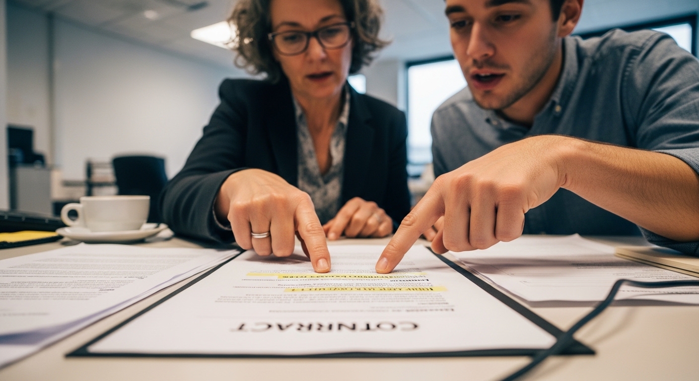 Ejecutivos revisando modelos de cobro de una agencia de publicidad en Chile