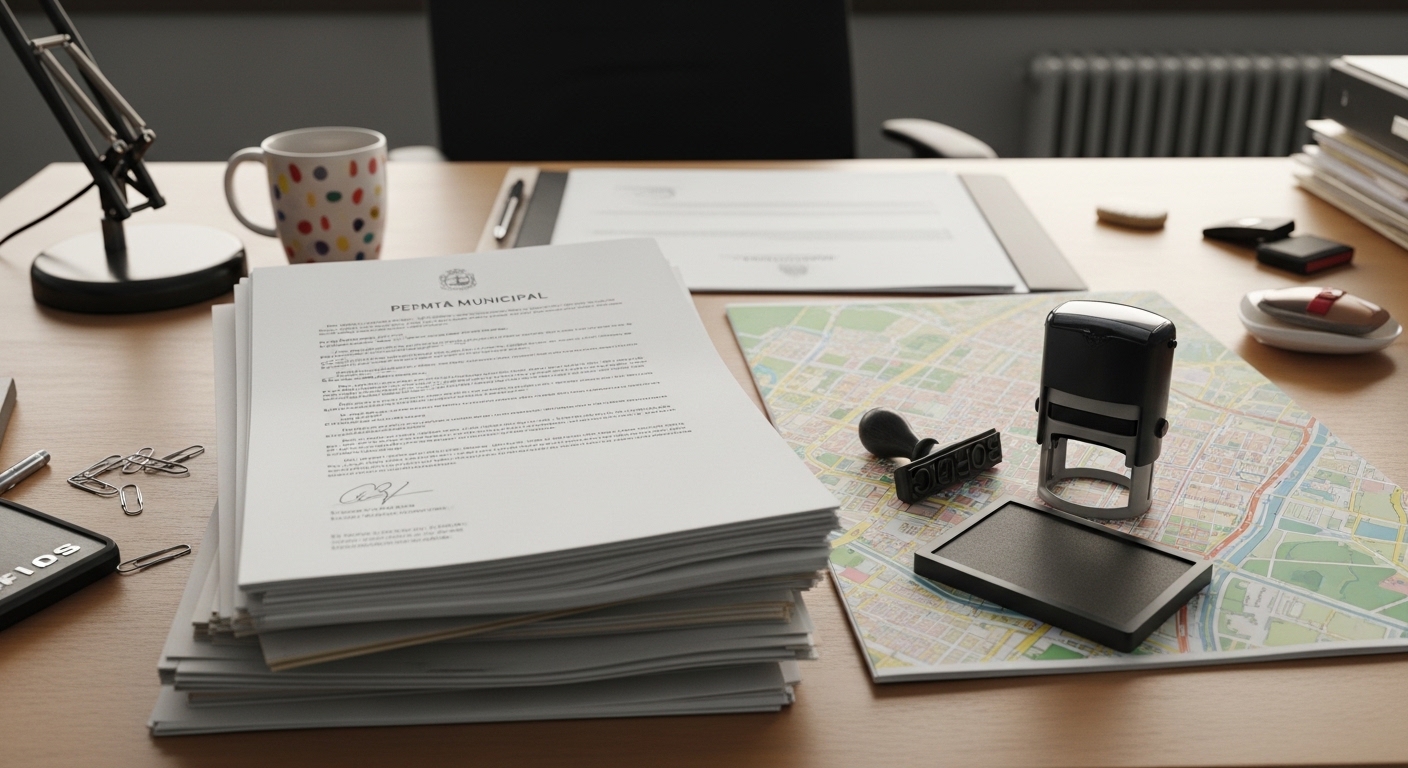 Documentos de permisos municipales para campaña en espacio público